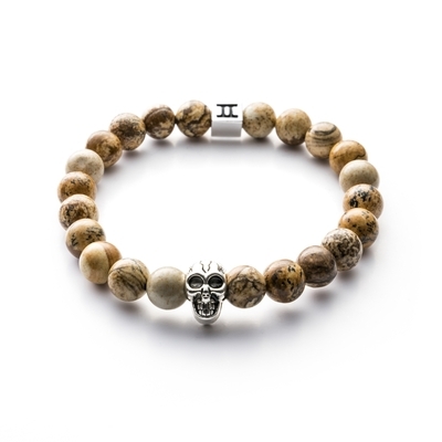 Gemini Classic Skull Beige karkötő M (C7M) Gemini Classic Skull Beige karkötő M (C7M)